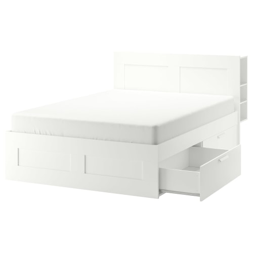 IKEA BRIMNES Bed frame w storage and headboard White L nset